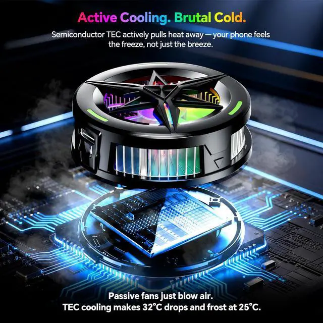 Alt view image 3 of 7 - 2-in-1 Magnetic & Clip-On USB Phone Cooler for Gaming, Semiconductor Cell Phone Cooling Fan Radiator for iPhone/Android/iPad/Tablet Ideal for Gaming, Video Calls, Live Broadcasting, and Vlog