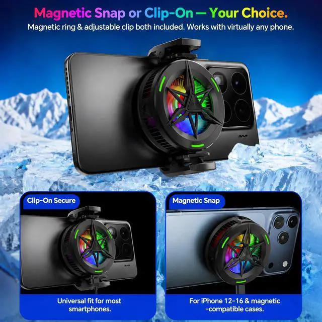 Alt view image 6 of 7 - 2-in-1 Magnetic & Clip-On USB Phone Cooler for Gaming, Semiconductor Cell Phone Cooling Fan Radiator for iPhone/Android/iPad/Tablet Ideal for Gaming, Video Calls, Live Broadcasting, and Vlog