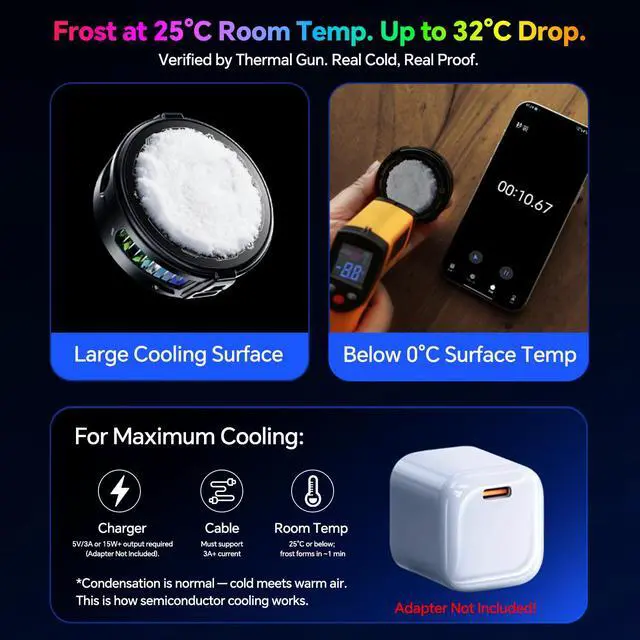 Alt view image 4 of 7 - 2-in-1 Magnetic & Clip-On USB Phone Cooler for Gaming, Semiconductor Cell Phone Cooling Fan Radiator for iPhone/Android/iPad/Tablet Ideal for Gaming, Video Calls, Live Broadcasting, and Vlog