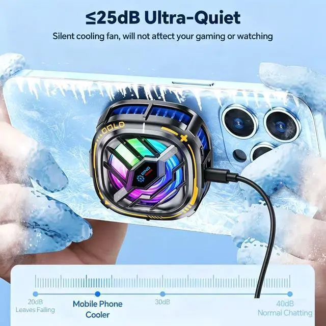 Alt view image 5 of 7 - Magnetic Cell Phone Cooler, RGB Phone Cooling Fan Portable Lightweight Mobile Phone Cooling Fan, Phone Radiator with Larger Cooling Area for Phone/Tablet/IPad (with Digital displays)