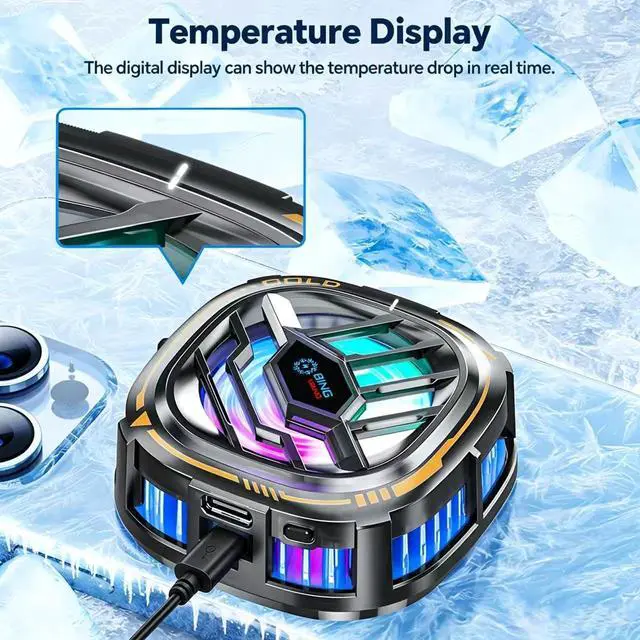 Alt view image 4 of 7 - Magnetic Cell Phone Cooler, RGB Phone Cooling Fan Portable Lightweight Mobile Phone Cooling Fan, Phone Radiator with Larger Cooling Area for Phone/Tablet/IPad (with Digital displays)