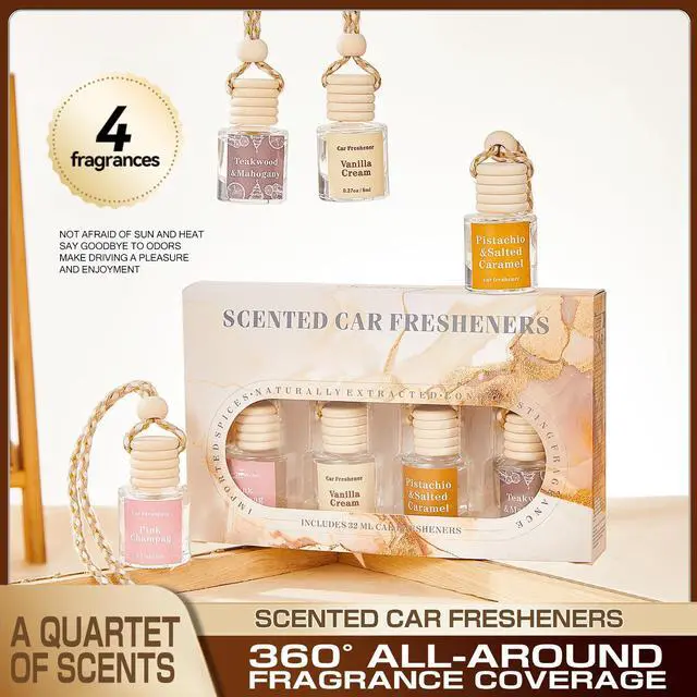 Alt view image 2 of 7 - Car Air Freshener Diffuser, Hanging Car Scents Air Freshener, Car Fresheners Long Lasting, Essential Oil Diffuser, Fragrance Oil Air Diffuser, 4pcs
