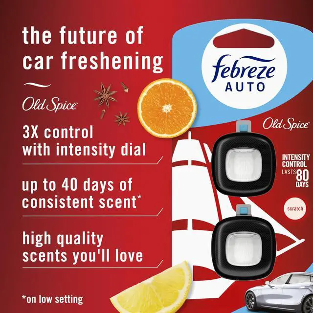 Alt view image 2 of 7 - Odour-Fighting Auto Air Freshener, Car Vent Clip, Old Spice, 4ct