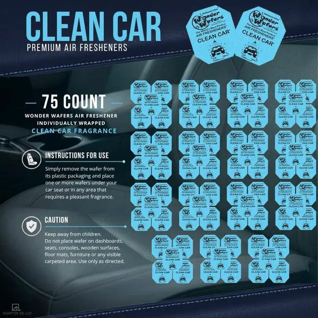 Alt view image 3 of 6 - Wonder Wafers 75 Count Air Fresheners Individually Wrapped, Clean Car Fragrance