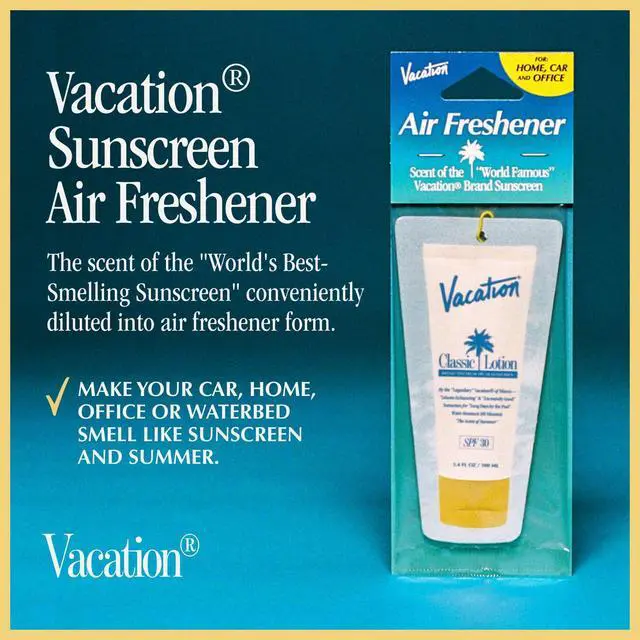 Alt view image 2 of 6 - Car Air Freshener, Pack of 3 - Hanging Air Freshener for Car, Home and Office, Vacation by Vacation Sunscreen Signature Scent, Long-Lasting Deodorizer