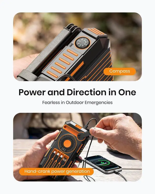 Alt view image 6 of 7 - Solar Power Bank 50000mAh Magnetic Portable Charger with Hand Crank