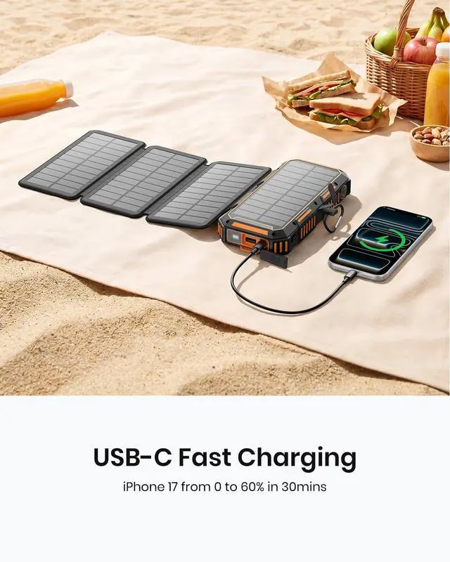 Alt view image 7 of 7 - Solar Power Bank 50000mAh Magnetic Portable Charger with Hand Crank