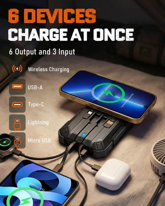 Alt view image 2 of 7 - Solar Charger Power Bank - 49800mAh QC3.0 Fast Charging Portable Charger