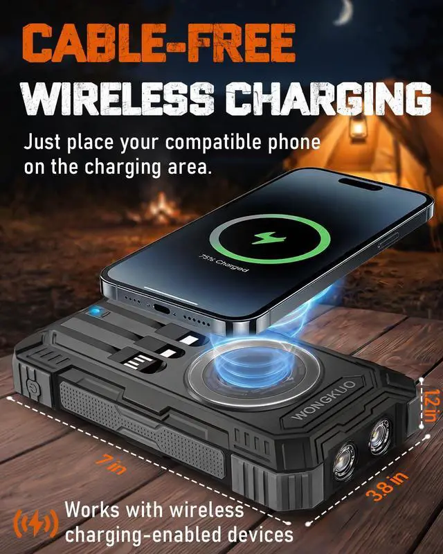 Alt view image 4 of 7 - Solar Charger Power Bank - 49800mAh QC3.0 Fast Charging Portable Charger