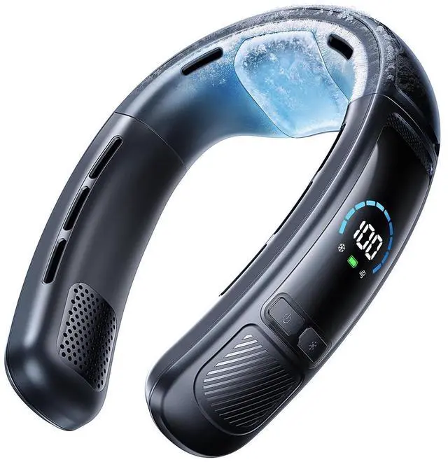 Main image of Neck Air Conditioner, Portable Neck Fan with Large Cooling Area, 22H Max Cooling, 100 Speeds, 6000mAh Battery, Digital Display, Wearable Fan for Outdoor Work, Office & Travel Black