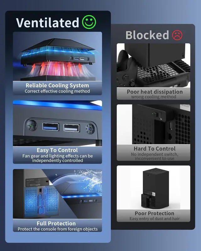 Alt view image 2 of 7 - Cooling Fan Dust Proof for Xbox Series X Console with Colorful Light