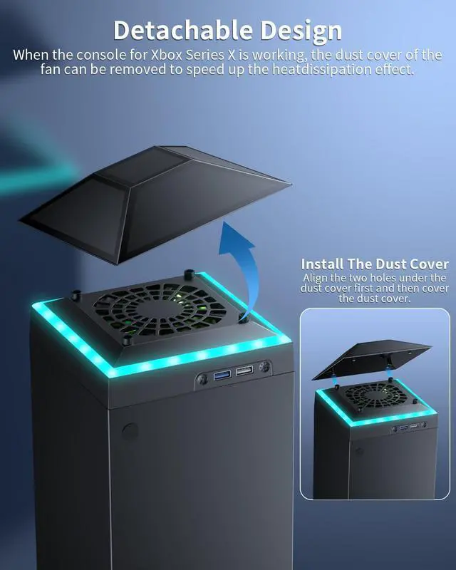 Alt view image 6 of 7 - Cooling Fan Dust Proof for Xbox Series X Console with Colorful Light