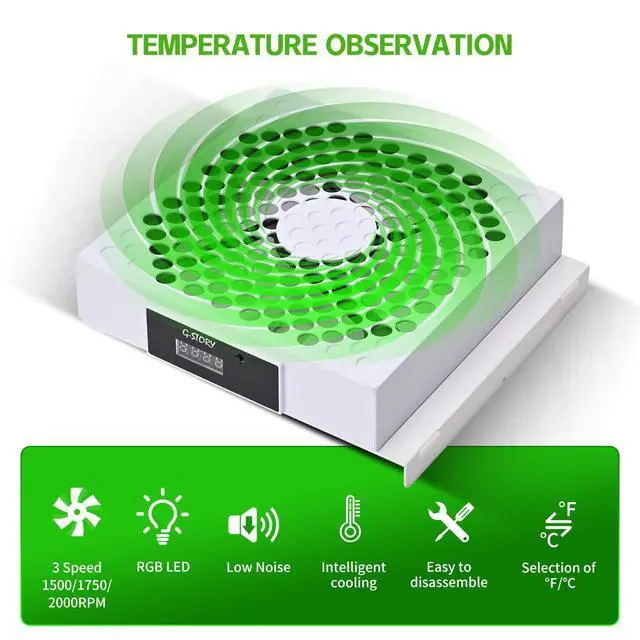 Alt view image 3 of 6 - Cooling Fan for Xbox Series S, Auto 3 Speed Adjust Temp Display RGB