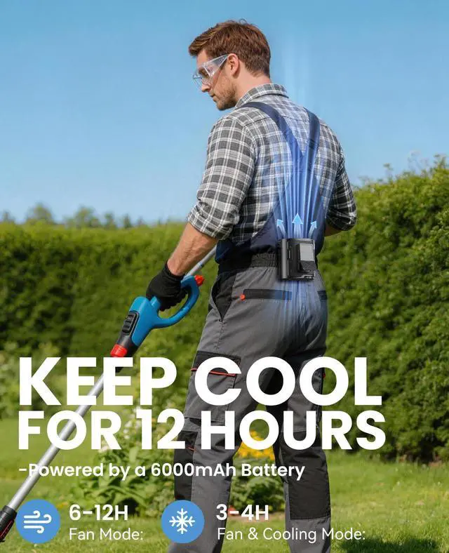 Alt view image 5 of 7 - Portable Waist Fan with Ice Cooling, 4-in-1 Clip-On Fan for Car/Shirt/Hat/Belt, 16000RPM Strong Airflow, 12H Runtime, 100 Speed Settings, Wearable Fan for Outdoor Work, Camping, Travel Black