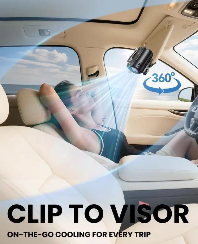 Alt view image 6 of 7 - Portable Waist Fan with Ice Cooling, 4-in-1 Clip-On Fan for Car/Shirt/Hat/Belt, 16000RPM Strong Airflow, 12H Runtime, 100 Speed Settings, Wearable Fan for Outdoor Work, Camping, Travel Black
