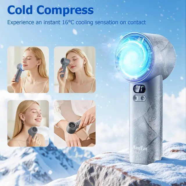 Alt view image 3 of 7 - 5200mAh High Speed Handheld Turbo Fan, 13000 RPM Powerful Cooling Ice Fan, Portable Mini Fans Rechargeable, 100 Speeds Adjustable, for Summer Beach Travel Concerts, Gifts for Women(Gray)