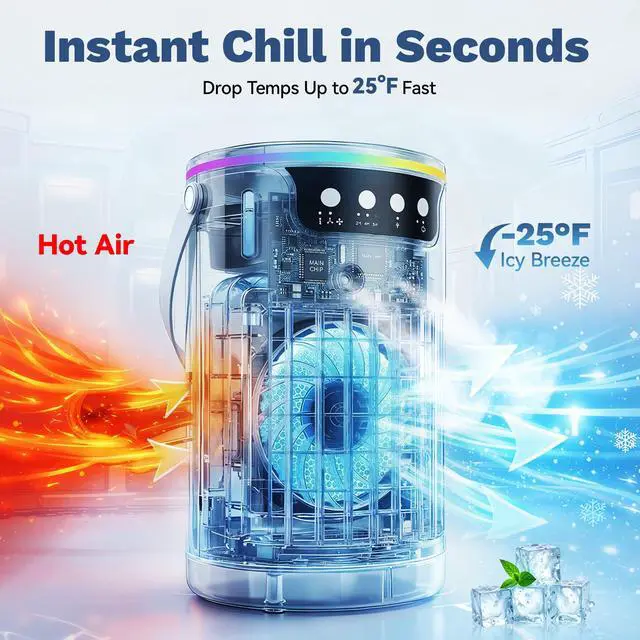 Alt view image 5 of 5 - Portable Air Conditioners, Personal Evaporative Air Cooler 1200ML with Ice Cooling Mist Fans That Blow Cold Air Like AC Mini AC Unit for Bedroom, Home Office Desk and Car RV (White)