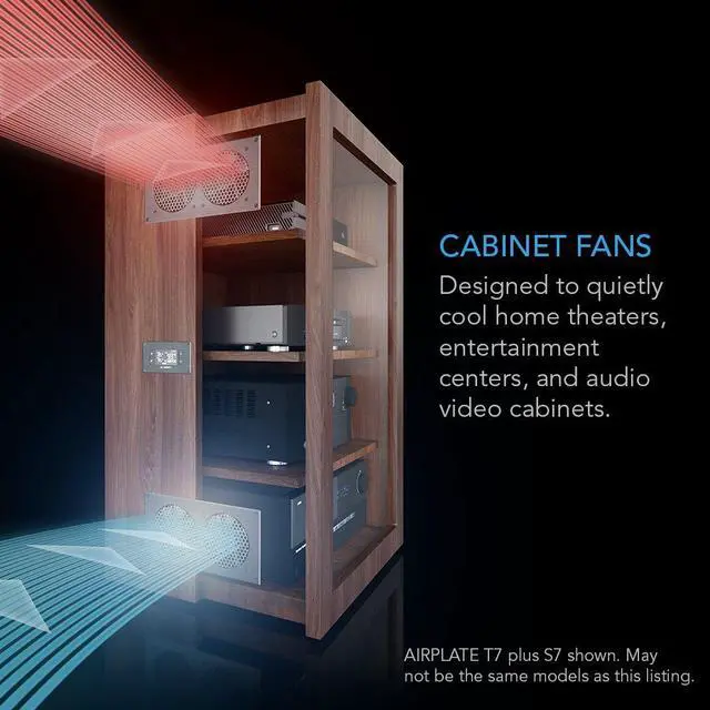 Alt view image 2 of 7 - AIRPLATE T3, Quiet Cooling Fan System 6" with Thermostat Control, for Home Theater AV Cabinets
