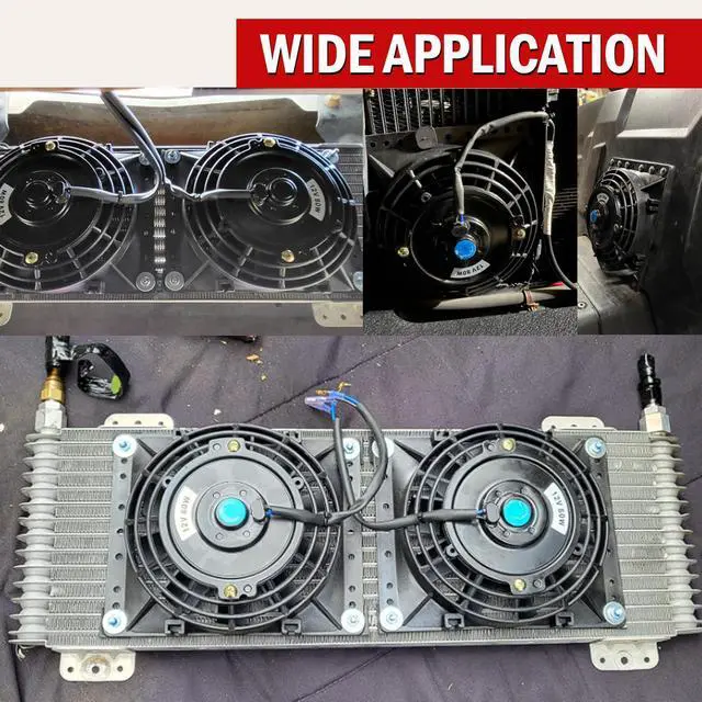 Alt view image 6 of 7 - 6 Inch Small Slim Push Pull Electric Cooling Fan 650CFM Radiator Oil Cooler Mount Kit Black 2Pcs