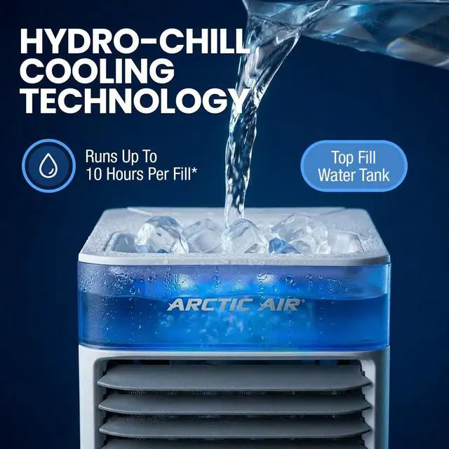 Alt view image 4 of 7 - Pure Chill 2.0 Evaporative Air Cooler by Ontel - Powerful, Quiet, Lightweight and Portable Space Cooler with Hydro-Chill Technology For Bedroom, Office, Living Room & More,Blue