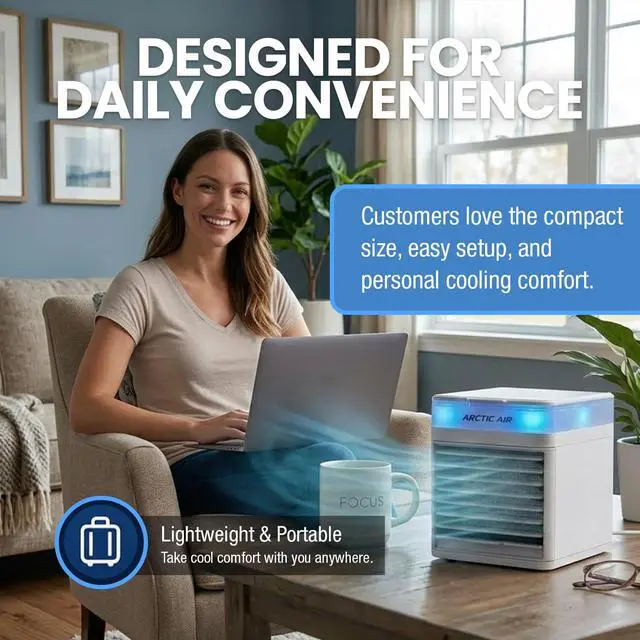 Alt view image 6 of 7 - Pure Chill 2.0 Evaporative Air Cooler by Ontel - Powerful, Quiet, Lightweight and Portable Space Cooler with Hydro-Chill Technology For Bedroom, Office, Living Room & More,Blue