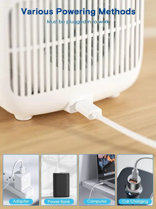 Alt view image 3 of 7 - Desk Fan, Portable Bladeless Fan 11.8 inch Small Personal Cooling Fan with 5 Colors Touch Control LED Light, Quiet Table Fan for Office, Home, Bedroom