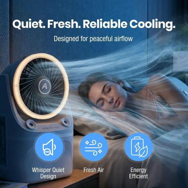 Alt view image 7 of 7 - Ice Jet X3 Portable Air Cooler,Dual Mist Modes, Up to 8-Hour Cooling Time, 3-Speed Portable Cooler with Adjustable Airflow, USB C, LED Mood Light, Lightweight, Great for Home & Travel
