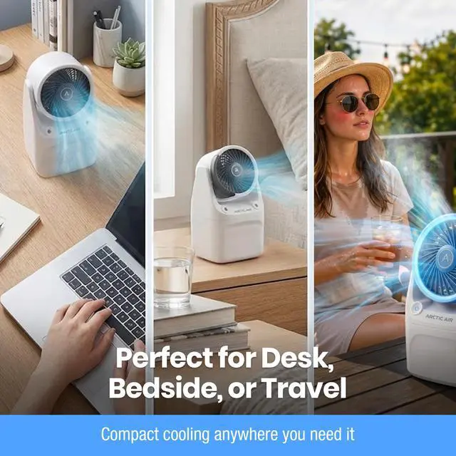 Alt view image 5 of 7 - Ice Jet X3 Portable Air Cooler,Dual Mist Modes, Up to 8-Hour Cooling Time, 3-Speed Portable Cooler with Adjustable Airflow, USB C, LED Mood Light, Lightweight, Great for Home & Travel
