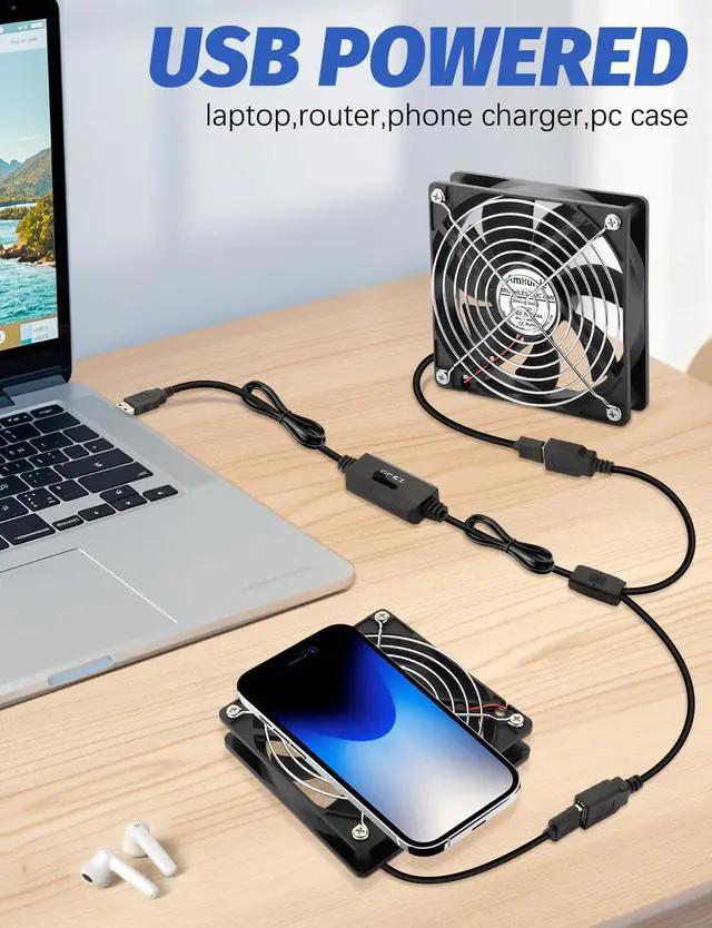 Alt view image 4 of 6 - USB Cooling Fan 120mm 5V Brushless with Speed Controller 2 Packs