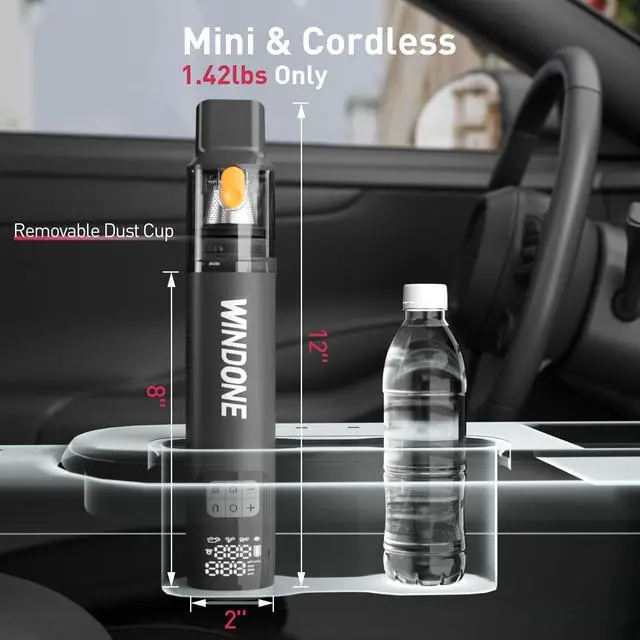 Alt view image 2 of 7 - Car Vacuum, 12000Pa 2-in-1 Cleaner & Tire Inflator 150PSI