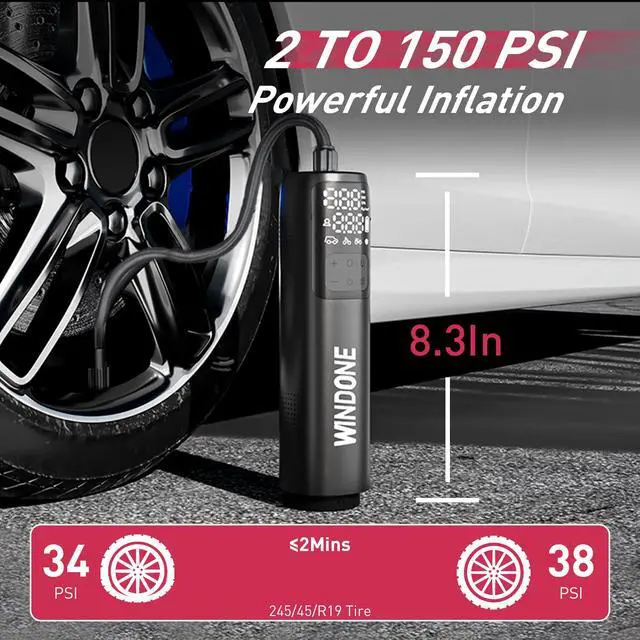 Alt view image 7 of 7 - Car Vacuum, 12000Pa 2-in-1 Cleaner & Tire Inflator 150PSI