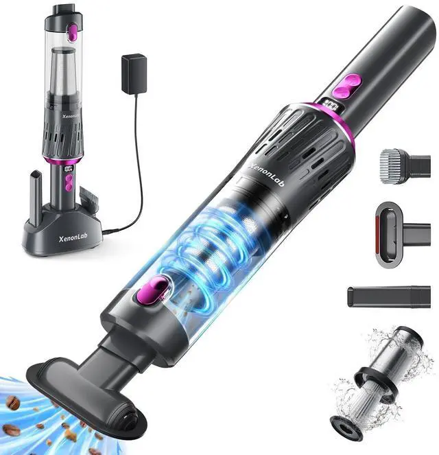 Main image of Handheld Vacuum Cordless 25000Pa Car Vacuum 3-in-1 Handheld Vacuum, Includes Smart Display and Charging Base Hand Vac Cordless Rechargeable One-Touch Empty for Home/Pet/Car (Violet)