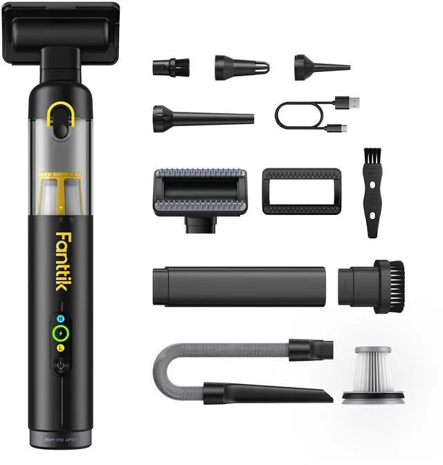 Main image of Slim V10 APEX Cordless Car Vacuum, 4-in-1 Portable Mini Handheld Vac, 19kPa Suction Power, Upgraded Smart Digital Display, 2 Suction Modes for Small Jobs, Car, Office Desk, Keyboards (Black)