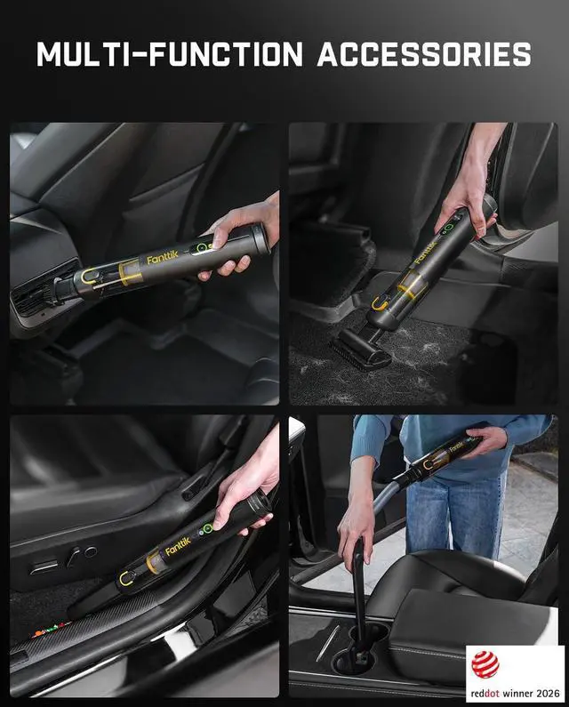 Alt view image 4 of 7 - Slim V10 APEX Cordless Car Vacuum, 4-in-1 Portable Mini Handheld Vac, 19kPa Suction Power, Upgraded Smart Digital Display, 2 Suction Modes for Small Jobs, Car, Office Desk, Keyboards (Black)