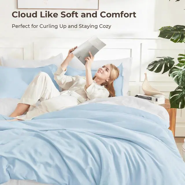 Alt view image 2 of 7 - Light Blue Twin/Twin XL Comforter Set, 2 Pcs Lightweight Bed Set