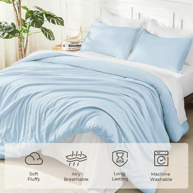 Alt view image 3 of 7 - Light Blue Twin/Twin XL Comforter Set, 2 Pcs Lightweight Bed Set