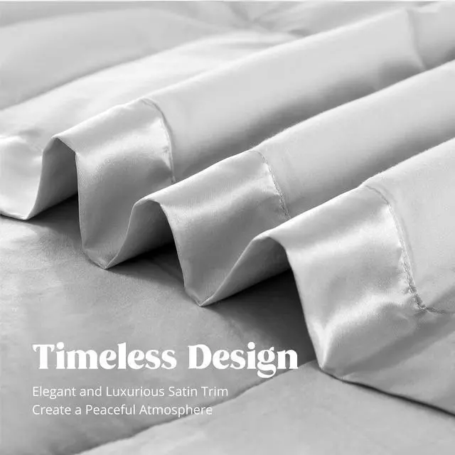 Alt view image 4 of 7 - ® Blankets King Size - Soft Lightweight Down Blanket for Bed, Cozy Warm Luxury Bed Blanket with Satin Trim, Light Grey (108"X90")