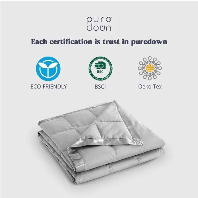 Alt view image 6 of 7 - ® Blankets King Size - Soft Lightweight Down Blanket for Bed, Cozy Warm Luxury Bed Blanket with Satin Trim, Light Grey (108"X90")