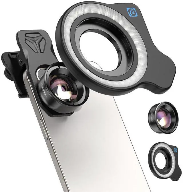 Main image of HB100 10X HD Macro Lens for iPhone, F1.8 Aperture with 45 Fill Light Modes, Phone Clip for Smartphones Compatible with iPhone 17/16/15/14, Samsung, Google Pixel, and More