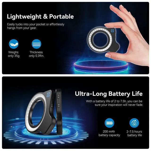 Alt view image 6 of 7 - HB100 10X HD Macro Lens for iPhone, F1.8 Aperture with 45 Fill Light Modes, Phone Clip for Smartphones Compatible with iPhone 17/16/15/14, Samsung, Google Pixel, and More