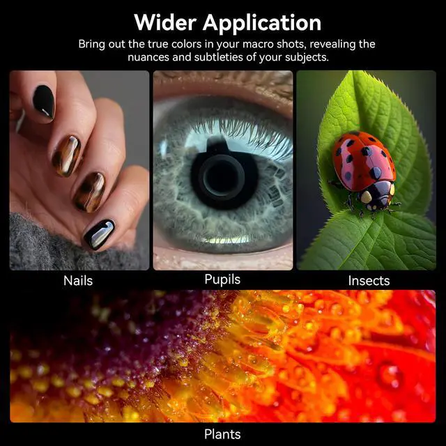 Alt view image 7 of 7 - HB100 10X HD Macro Lens for iPhone, F1.8 Aperture with 45 Fill Light Modes, Phone Clip for Smartphones Compatible with iPhone 17/16/15/14, Samsung, Google Pixel, and More
