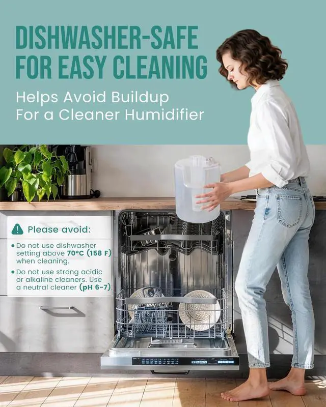 Alt view image 2 of 7 - Humidifiers for Bedroom,1.06Gal(4L) Dishwasher Safe Design Easy to Clean,Top Fill,Night Light,Aroma Diffuser,Humidity Control,12H Timer,Sleep Mode,3 Level Mist,360° Nozzle,Home,Nursery,Off White