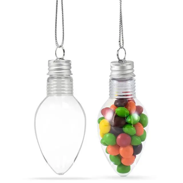 Alt view image 2 of 7 - Clear Fillable Ornaments - Shatterproof Transparent Plastic Craft Ornament Bulb Decorations for DIY Christmas Light Bulb Tree Ornament Set - Pack of 24