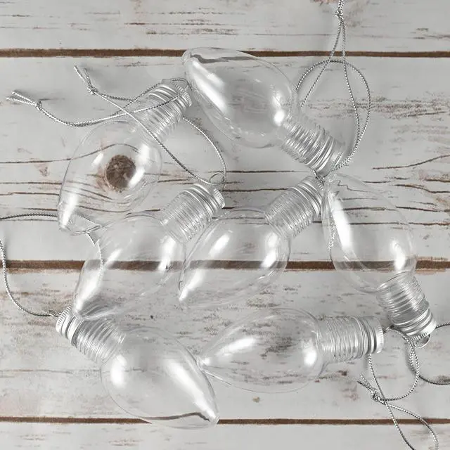 Alt view image 4 of 7 - Clear Fillable Ornaments - Shatterproof Transparent Plastic Craft Ornament Bulb Decorations for DIY Christmas Light Bulb Tree Ornament Set - Pack of 24