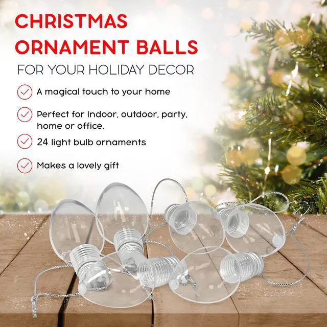 Alt view image 6 of 7 - Clear Fillable Ornaments - Shatterproof Transparent Plastic Craft Ornament Bulb Decorations for DIY Christmas Light Bulb Tree Ornament Set - Pack of 24