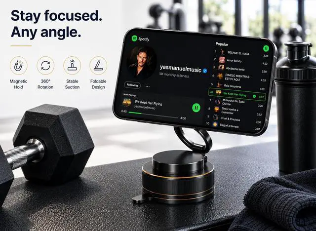 Alt view image 6 of 7 - Magnetic Phone Holder for Car, 360° Rotation Vacuum Suction Mount, Foldable Universal Magnetic Phone Stand for Dashboard, Desk and Travel.