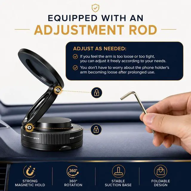 Alt view image 7 of 7 - Magnetic Phone Holder for Car, 360° Rotation Vacuum Suction Mount, Foldable Universal Magnetic Phone Stand for Dashboard, Desk and Travel.