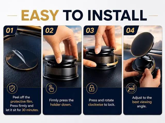 Alt view image 4 of 7 - Magnetic Phone Holder for Car, 360° Rotation Vacuum Suction Mount, Foldable Universal Magnetic Phone Stand for Dashboard, Desk and Travel.