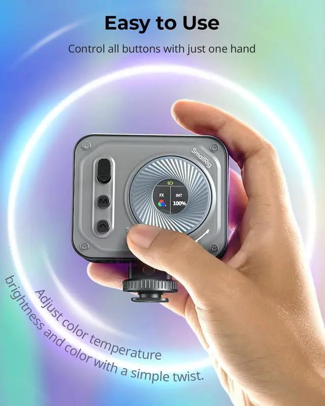 Alt view image 2 of 7 - Vibe P108 Pro RGB Video Light, Portable Led Camera Light for Photography, Cold Shoe Light, CRI95+, 2500-6500K, 12 Effects, Fill Light Accessories for Content Creator, Streaming