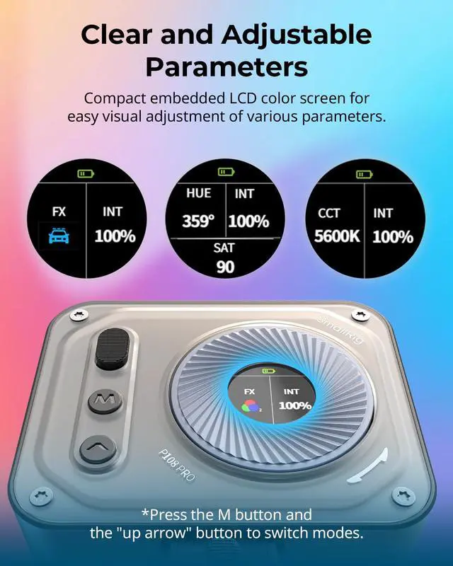 Alt view image 3 of 7 - Vibe P108 Pro RGB Video Light, Portable Led Camera Light for Photography, Cold Shoe Light, CRI95+, 2500-6500K, 12 Effects, Fill Light Accessories for Content Creator, Streaming